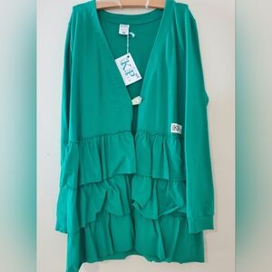 Green Ruffle Long Sleeve Cardigan